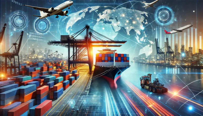 DALL·E-2024-11-16-18.22.05-A-dynamic-depiction-of-international-shipping-and-procurement-featuring-a-large-cargo-ship-loaded-with-colorful-containers-a-crane-unloading-them-at-1